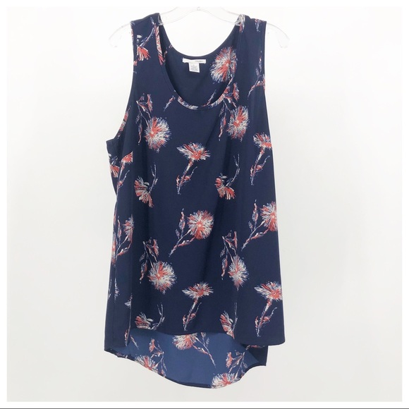 Halogen Blouse Navy Medium sleeveless Floral - Picture 2 of 15